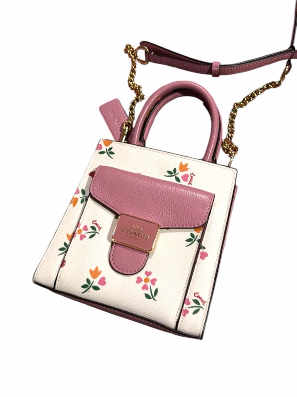 NEW COACH Mini Pepper Crossbody
With Heart Petal Print Pink Purse Handbag Spring - Picture 4 of 5